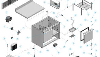 Refrigerated table (GN 1/1) - with 1 door and 2 drawers