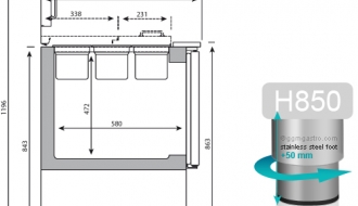 Saladette counter (GN) - with 2 doors