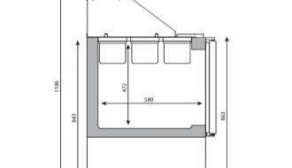 Saladette (GN) - 0,97 x 0,7 m - mit 4 Schubladen 1/2 & 1/3