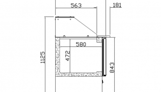 Saladette (GN) - 1,46 x 0,7 m - mit 1 Tür & 4 Schubladen 1/2 & 1/3