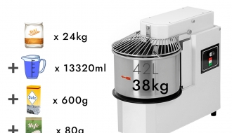 Dough kneading machine 42 liters / 38 kg - 400 Volt