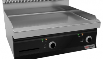 Electric griddle - smooth + grooved (8 kW) incl. base frame | grill plate | griddle plate | roaster | griddle | grill | gastronomy