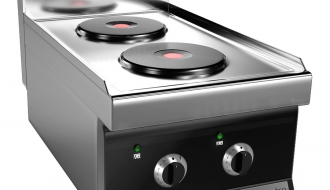 Electric stove - 2x plates round (5.2 kW) incl. base frame | hob | plate hob | gastronomic hob | stove