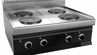 Electric stove - 4x plates round (10.4 kW) incl. base frame | hob | plate hob | gastronomic hob | stove