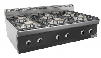 Gas stove 6x burners (33,5 kW) with pilot flame