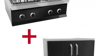 Gas stove - 4 burners (33.5 kW) with pilot flame incl. base frame | cooker | gastronomic hob | stove | gas hob