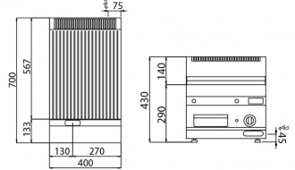 Electric griddle - grooved (4 kW)