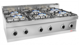 Gas stove 6x burners (33,5 kW) with pilot flame