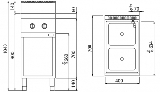 Induktionsherd - 2 Kochfelder (7 kW)