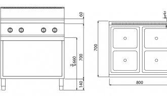 Induction stove - 4 hobs (14kW)