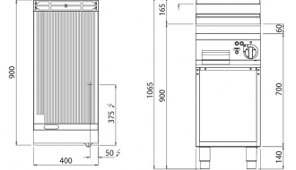 Electric griddle - grooved (5.7 kW)