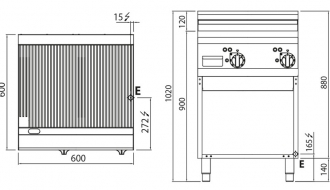 Electric frying plate - grooved (8 kW)