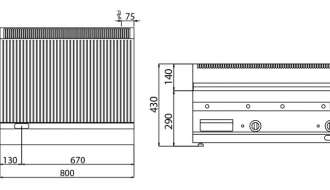 Electric griddle - Grooved (9.6 kW)