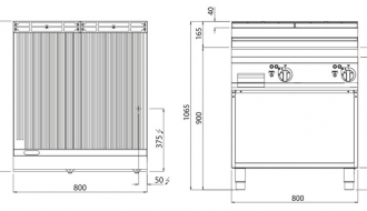 Electric griddle - grooved (11.4 kW)