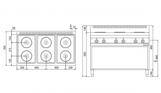 Electric cooker 6xplates round (15,6 kW)