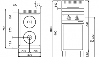 Electric cooker 2x plates round (5,2 kW)