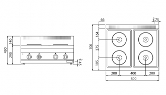 Electric cooker 4xplates round (10,4 kW)