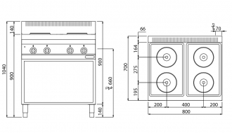 Electric cooker 4xplates round (10,4 kW)