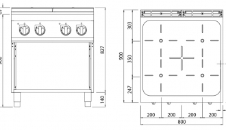 4x infrared hobs (16 kW)