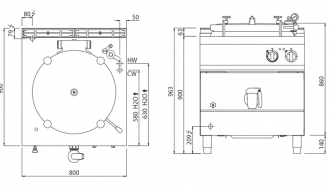 Electric pressure boiler - 150 litres (18 kW) - indirect heating