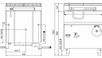 Gas tilting frying pan - 80 litres (20 kW)