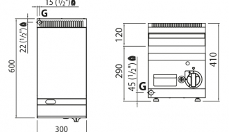 Gas frying plate - Smooth Hardchrome (4 kW)