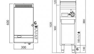 Gas frying plate - smooth (4 kW)