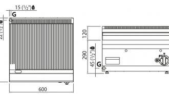 Gas frying plate - grooved (8 kW)