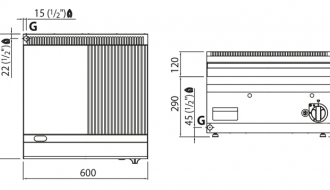 Gas frying plate - Smooth - grooved (8 kW)