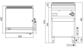 Gas frying plate - Smooth Hardchrome (8 kW)