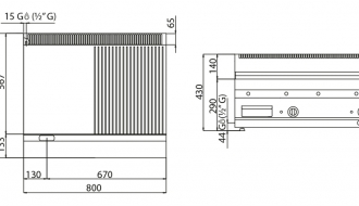 Gas frying plate - Smooth-grooved (13,8 kW)