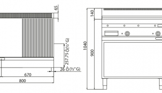 Gas frying plate - Smooth-grooved (13,8 kW)