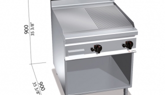 Gas griddle - smooth - grooved (20 kW)