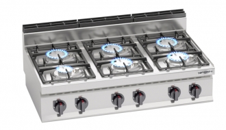 Gas stove 6xburner (33,5 kW) with pilot flame