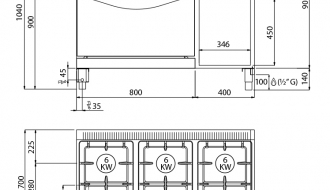 Gas stove 6xburner (33,5 kW) + Electric stove Static (7,5 kW)