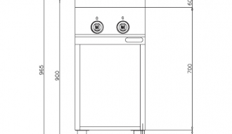 Gas stove with 2 burners (19 kW) with pilot ignition