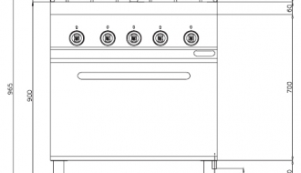 Gas stove with 4 burners (34,5 kW) + Electric oven - static (7,5 kW)