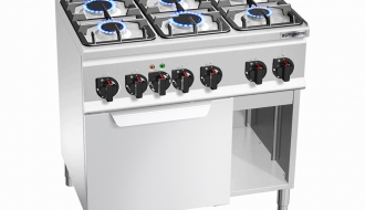 Gas stove 6xburner (18,6 kW) + Gas oven (3,5 kW)