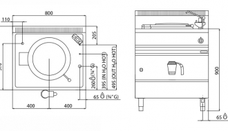 Gas cooking kettle 55 litres (15.5) - Indirect heating