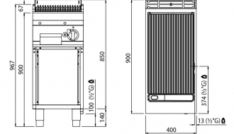 Gas lava stone grill (9 kW)