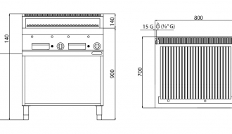 Gas lava rock grill (13.8 kW)