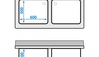 Sink unit 1,4 m - 2 sink in center