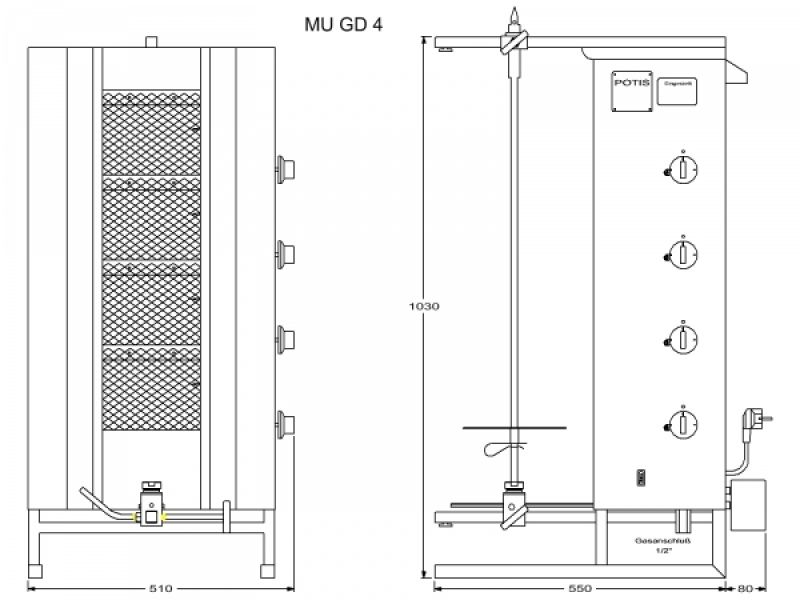 Kebab grill 70kg MUGD4