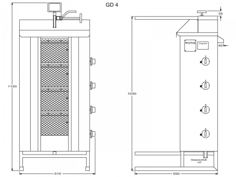 Kebab grill 70kg GD4