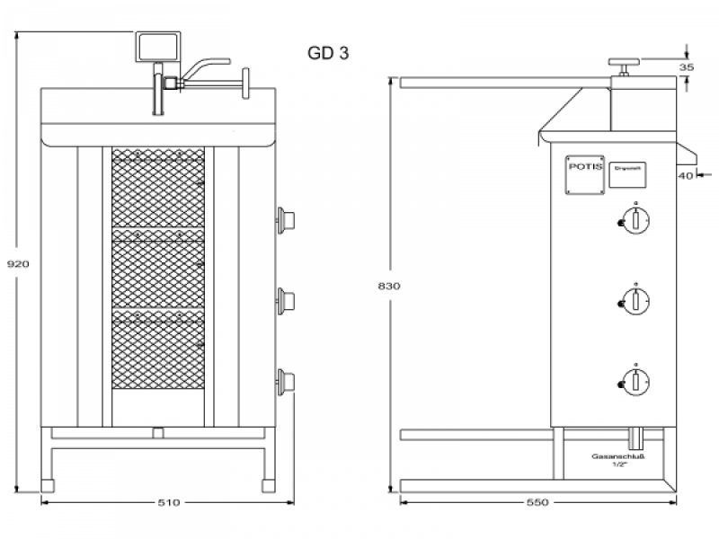 Kebab grill 40kg GD3